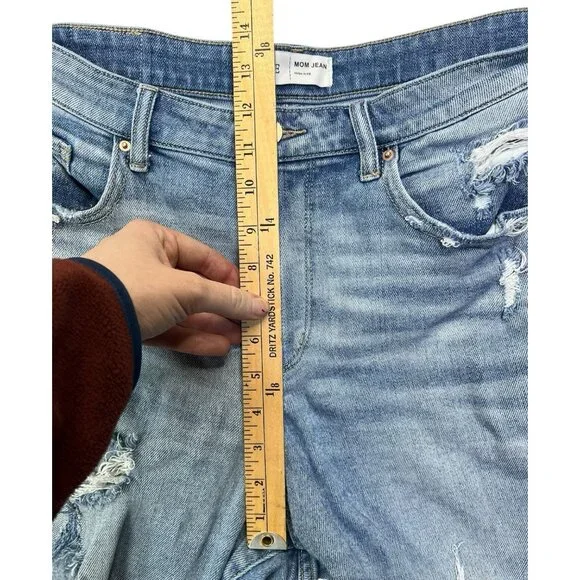 Buckle BKE Mom Jeans Women's Size 31 Blue Mid Rise Distressed Stretch Denim - Picture 5 of 7